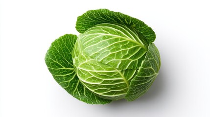 Fototapeta premium Green Cabbage on White Background