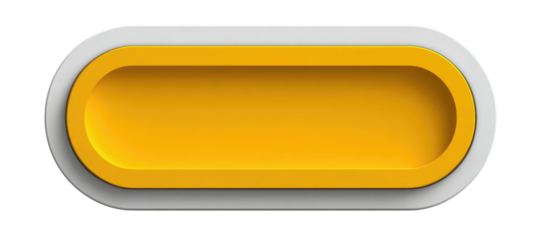 Elevated golden button with white border on black background