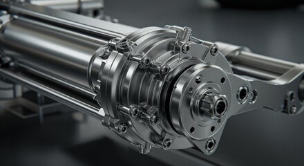 Intricate Machinery: A detailed shot of metallic machine showcasing the industrial design, with an eye towards mechanics, engineering, and advanced technology.