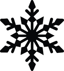 A black snowflake is isolated vector illustration on white background, symbolizing winter and the holiday season