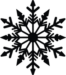 A black snowflake is isolated vector illustration on white background, symbolizing winter and the holiday season