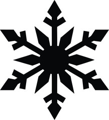 A black snowflake is isolated vector illustration on white background, symbolizing winter and the holiday season
