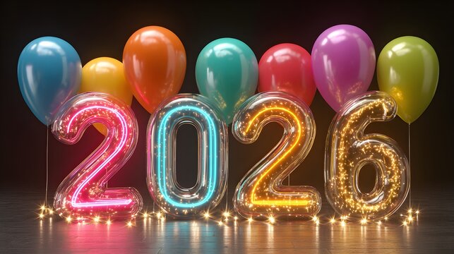 mini Colorful 3D rendered balloons floating 