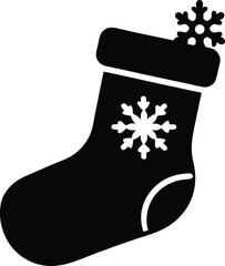 Christmas Stocking simple silhouette vector, Christmas Stocking icon vector on white background
