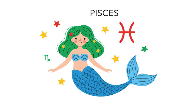 The dreamy and compassionate pisces woman depicted as a mythical mermaid.