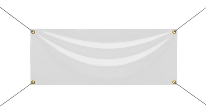 Gambar blank white banner hanging on ropes dengan detail resource, copy, empty, marketing, presentation yang menggambarkan.