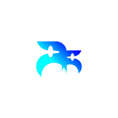 Blue Gradient Bird Wing Abstract Icon