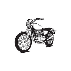 Obraz premium Detailed black and white vector illustration of a classic motorcycle
