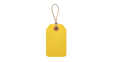 Ilustrasi blank yellow tag with string menampilkan komposisi business, branding, string, object, marketing dengan tampilan realistis.