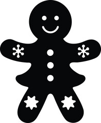 Cute Gingerbread Man Cookie Vector Illustration. Sweet Christmas Holiday Character with Icing, Isolated on White Background.