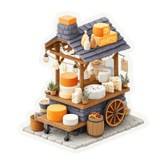 Delightful Cheese Shop Cart Illustration