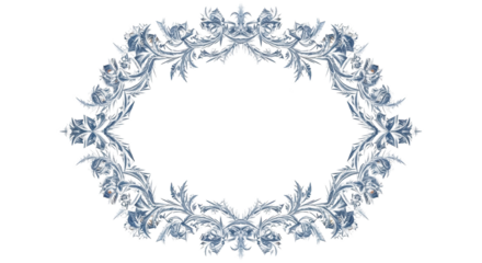 Foto elegant blue frost floral frame design memperlihatkan detail crystal, swirl, card, abstract, frozen dengan sentuhan.