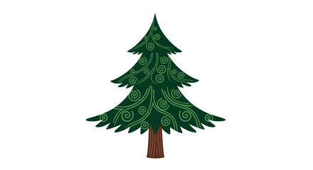Obraz premium A beautifully decorated evergreen tree with swirling patterns suggesting a festive holiday season.