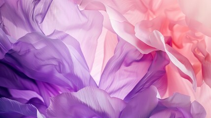 Delicate Soft Pink and Purple Flower Petals Arranged in Overlapping Layers—Showcasing Their Smooth Texture and Blended Hues, Creating a Romantic, Airy Scene Ideal for Floral, Decor, or Design Visuals.
