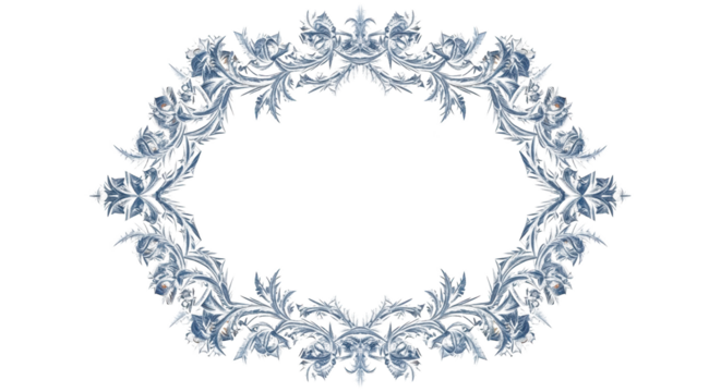 Foto elegant blue frost floral frame design memperlihatkan detail crystal, swirl, card, abstract, frozen dengan sentuhan.