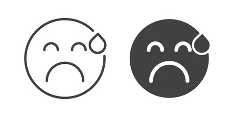 Sad Icon. Line and glyph solid icon