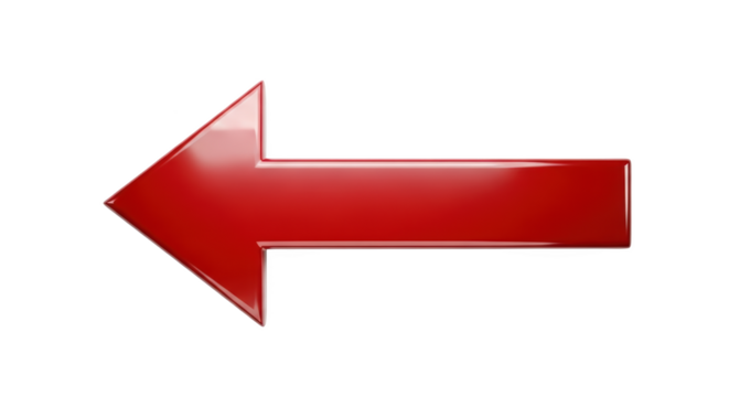 Ilustrasi glossy red arrow pointing left menampilkan komposisi website, element, app, interface, access dengan tampilan realistis.