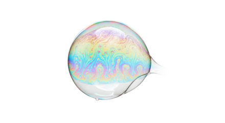 Gambar iridescent soap bubble with colorful swirling patterns dengan detail dynamic, droplet, ethereal, beautiful, studio yang.