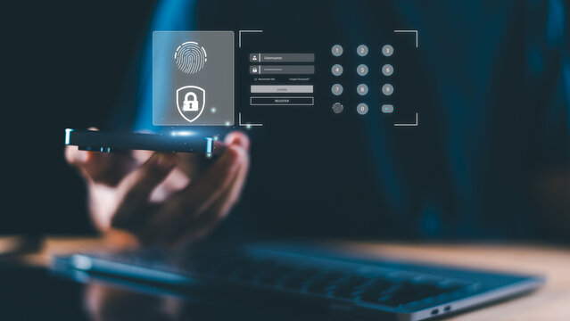 Concept of cybersecurity and data protection representing privacy, encryption, secure authentication. Symbol of safe digital connection, identity verification, advanced online information security.