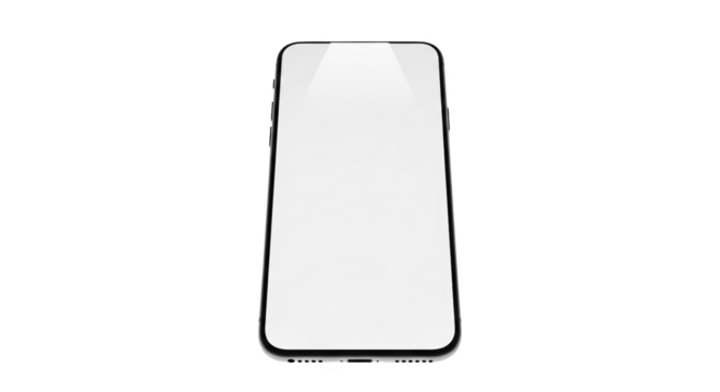 Ilustrasi modern black smartphone with a blank white screen isolated on a white background menampilkan komposisi.