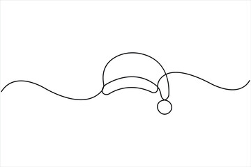 Continuous one line art drawing of Santa cap. Christmas Santa hat one line icon vector illustration. One line drawing white background