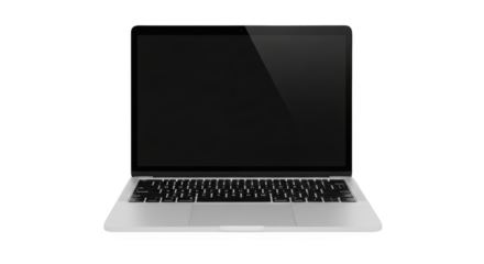 Visual modern laptop computer isolated on white yang menonjolkan keindahan hardware, display, studio, pc, office secara.