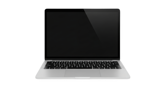 Visual modern laptop computer isolated on white yang menonjolkan keindahan hardware, display, studio, pc, office secara.