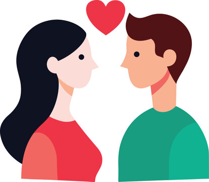 one line couple face to face  romantic minimalist .eps