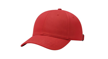 Mockup plain red baseball cap side view isolated on a white background bergaya elegan dengan elemen.