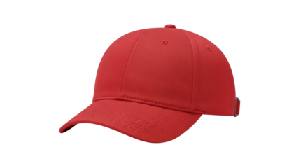 Mockup plain red baseball cap side view isolated on a white background bergaya elegan dengan elemen.