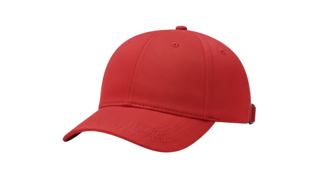 Mockup plain red baseball cap side view isolated on a white background bergaya elegan dengan elemen.