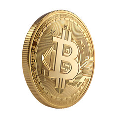Bitcoin money coin isolated on white or transparent background