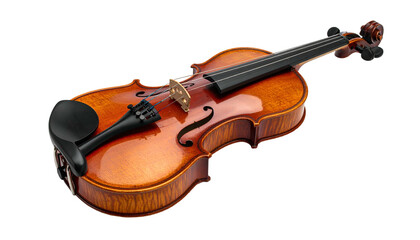 Fototapeta premium Detailed view of a classical violin, isolated on black backdrop