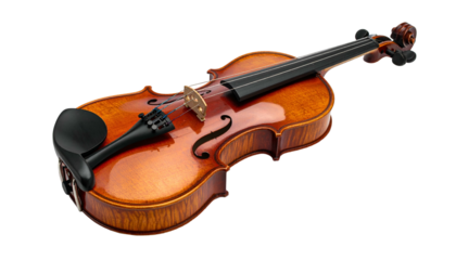 Detailed view of a classical violin, isolated on black backdrop