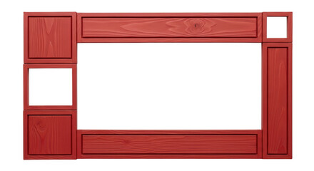 Foto red painted wooden picture frame isolated on white memperlihatkan detail modern, simple, edge, colored, grain.