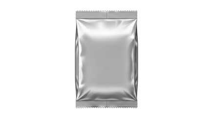Foto silver foil packet isolated on white memperlihatkan detail branding, simple, empty, view, packaging dengan sentuhan.