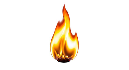 Mockup single realistic fire flame isolated on a white background bergaya elegan dengan elemen combustion, warm,.