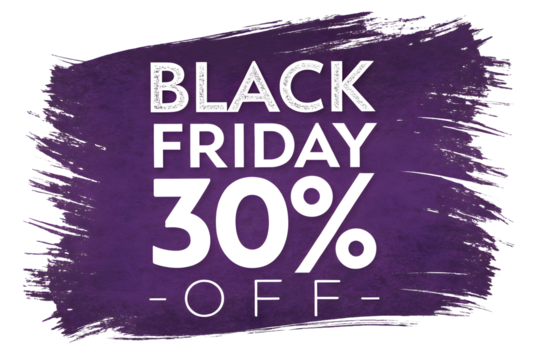 Purple and white black friday sale banner isolated on white or transparent background