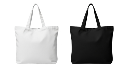 Foto two tote bags white and black isolated memperlihatkan detail organic, promotion, tote, versatile, minimalist dengan.