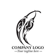 Obraz premium Chilli Logo Symbol Black and White Illustration Minimalist Spicy Pepper Design Concept 