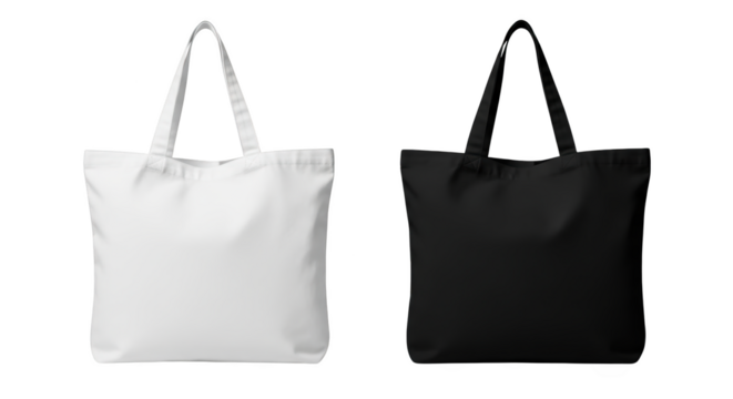Foto two tote bags white and black isolated memperlihatkan detail organic, promotion, tote, versatile, minimalist dengan.