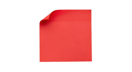 Visual vibrant red paper sheet with curled corner yang menonjolkan keindahan mockup, craft, offer, important, white.