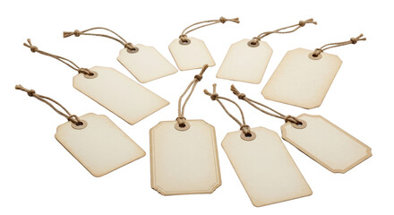 Foto vintage paper tags with jute string memperlihatkan detail commerce, price tags, vintage, store, sale dengan.