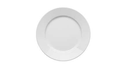 Mockup white ceramic plate isolated on white bergaya elegan dengan elemen tableware, space, porcelain, smooth, pristine.