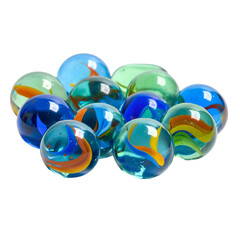Colorful glass marbles are displayed against a black background.