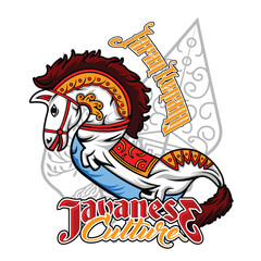 Jaran Kepang Kuda Lumping Traditional Indonesia Javanese Culture Dance Bamboo Horse Equipment Vibrant Bright Red White gold Color