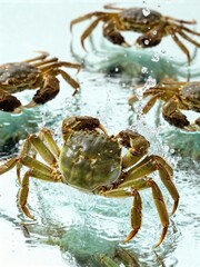 Crabs in Water Splash