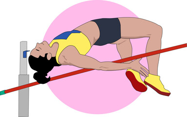 Female High Jump Athlete Vector Illustration