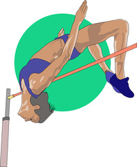 Athlete Performing High Jump Vector Illustration