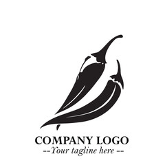 Chilli Logo Symbol Black and White Illustration Minimalist Spicy Pepper Design Concept
